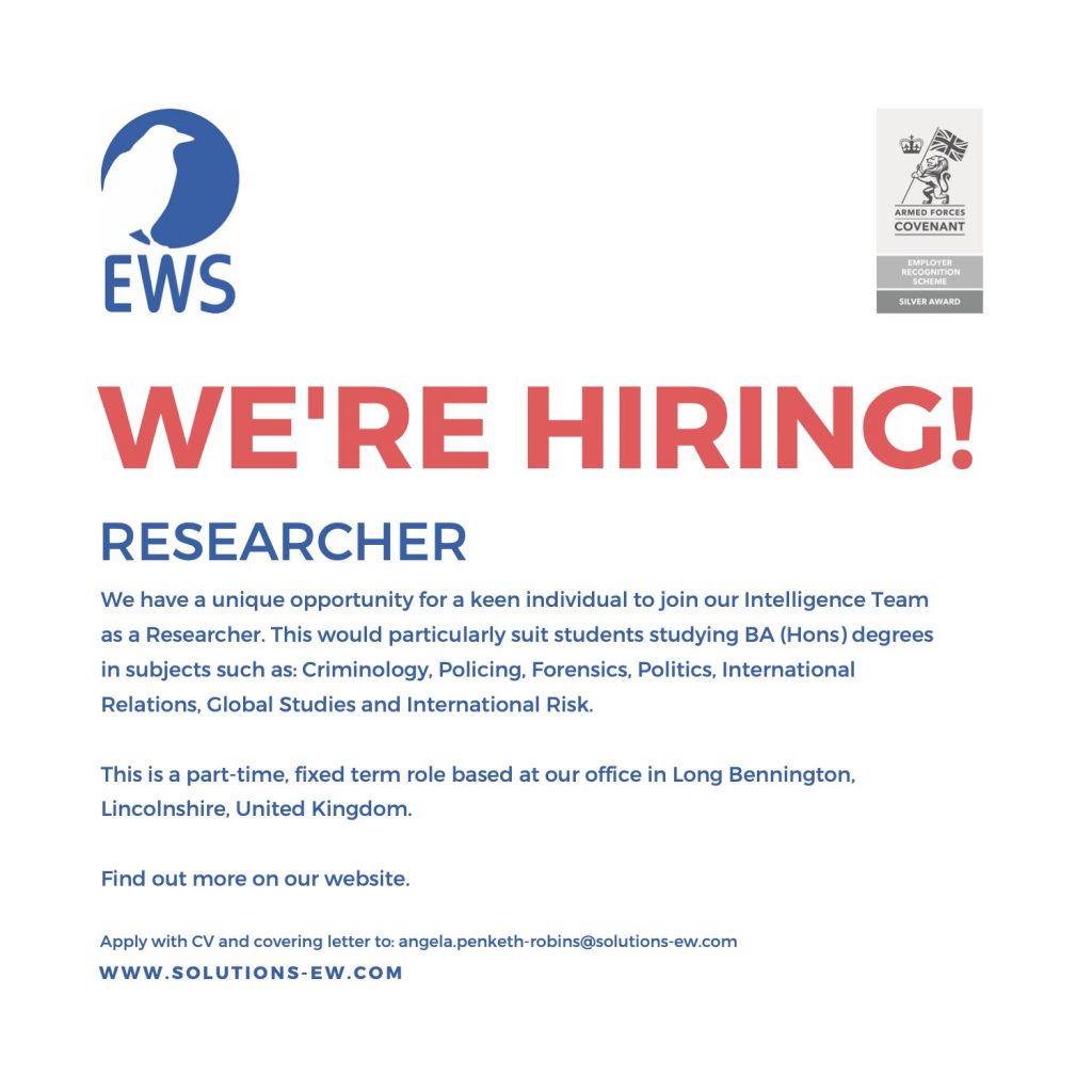 EWS is hiring a Researcher to join their Intelligence Team