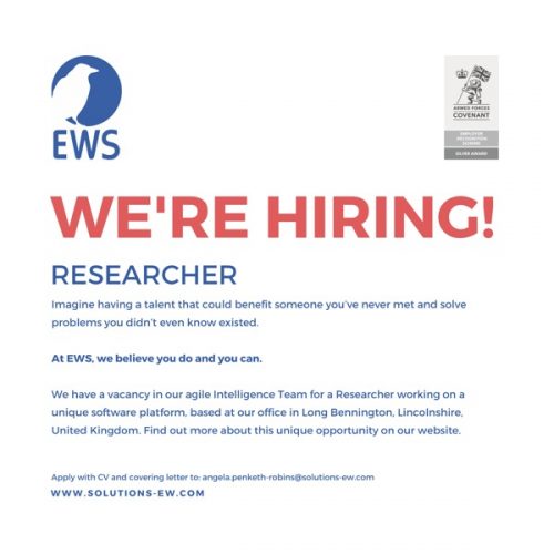 EWS has a vacancy for a Researcher in their Intelligence Team