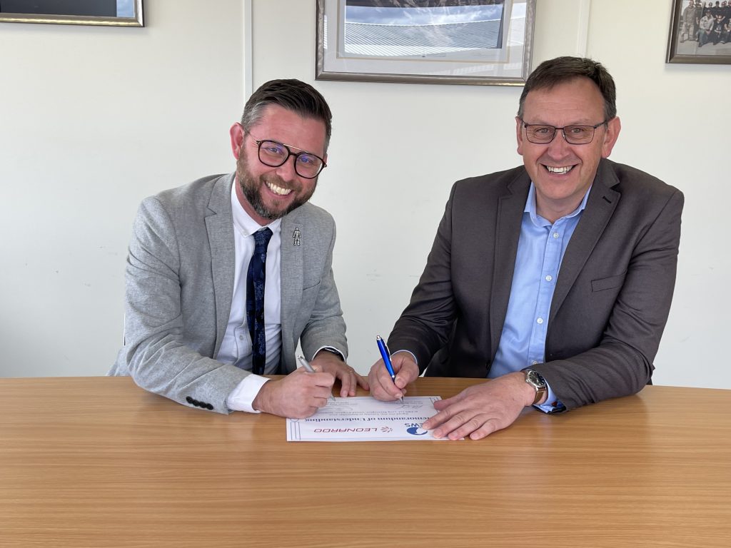 Jamie Garbutt (Leonardo Academy) and Phil Hunt, (EWS) sign a Memorandum of Understanding